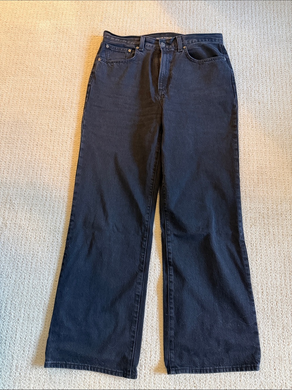 Denim Forum Black Wide-Leg High-Rise Jeans